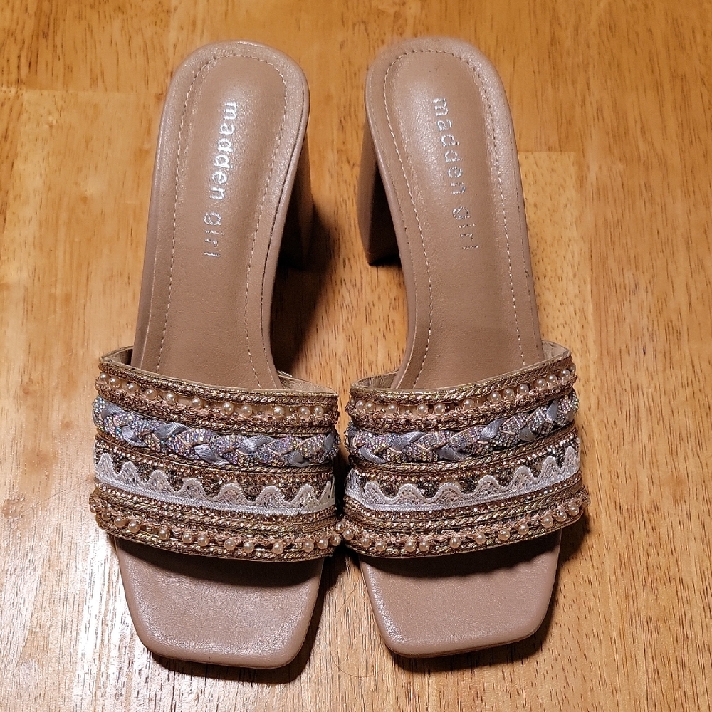 Madden Girl Brown Woven Mules